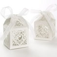 thumbnail image 6 of 50pcs Hollow-out Wedding Sweets Heart Wedding Favor Candy Gifts Boxes Box with Ribbons Bridal Shower Wedding Party Favors White, 6 of 8