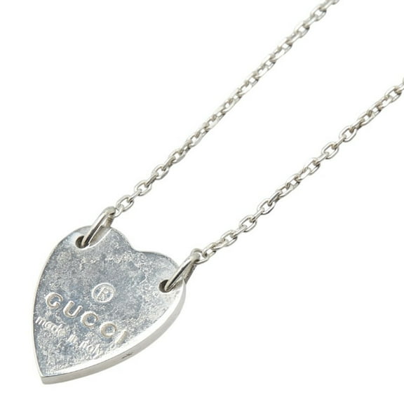 Pre-Owned Gucci Heart Plate Necklace in SV925 Silver for Women