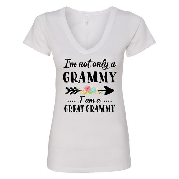 Inktastic I'm Not Only a Grammy I'm a Great Grammy with Flowers Women's V-Neck T-Shirt
