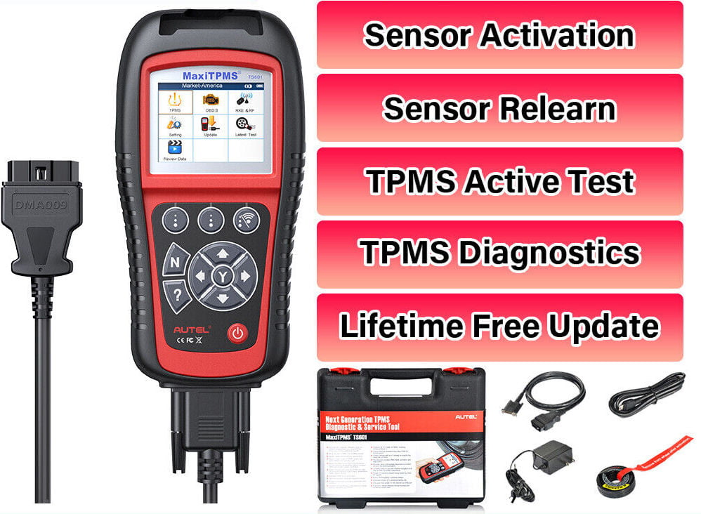 Relearn Activate Programming and OBD2 Code Reading Function A New Generation TPMS Diagnostic Tool with a Wireless Sensor to Reset Autel MaxiTPMS TS601 