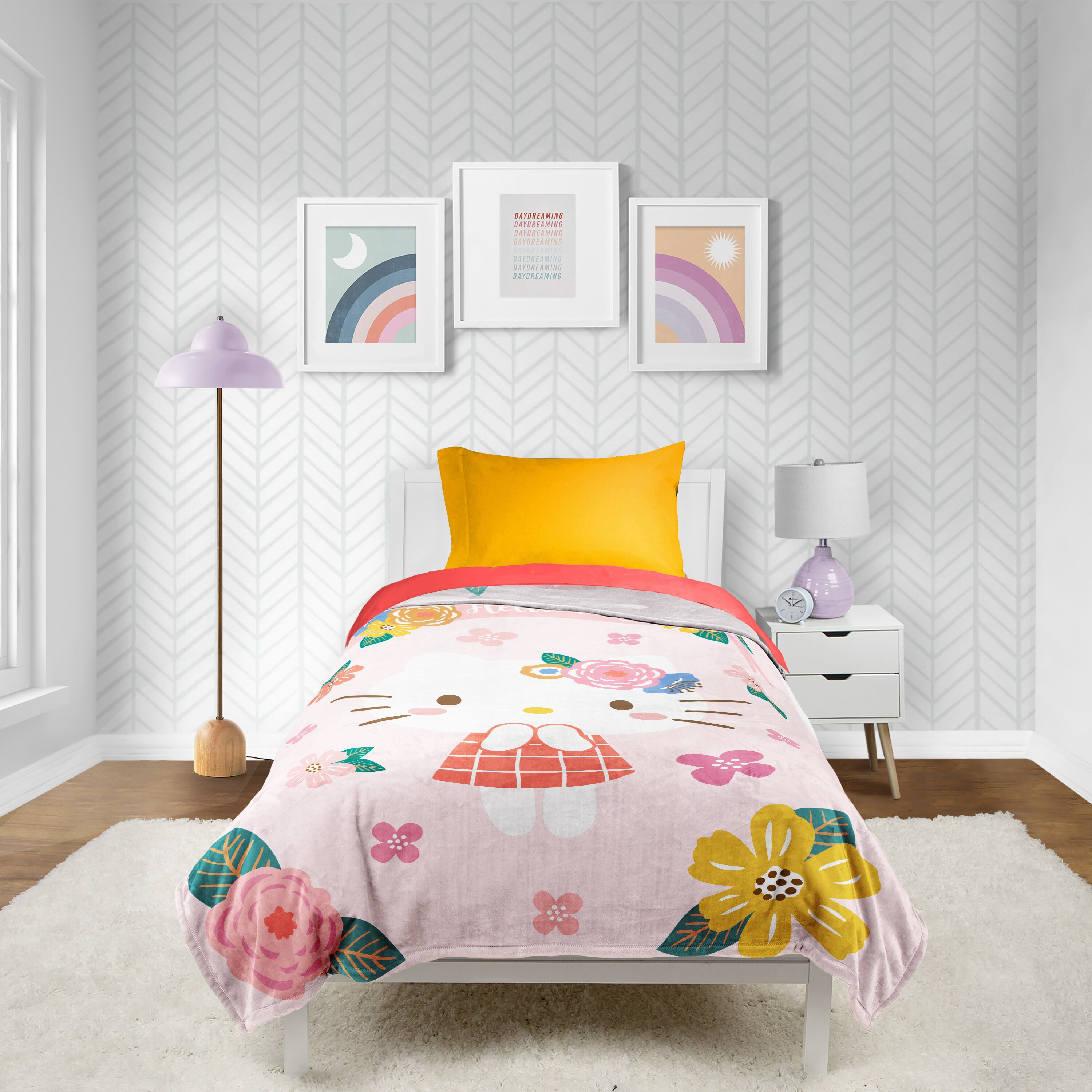 Sanrio Hello Kitty Floral Grace 62x90 Silk Touch Kids Throw Blanket - Soft Bedding Accessories