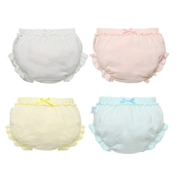 Coerni Baby Girls Solid Color Ruffles Blo𝐨mers Undies Infant Elastic Waist Organic Cotton Underwear Pack of 4 Briefs