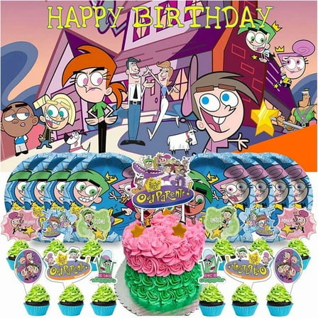 The Fairly OddParents Plates Birthday Party Supplies Decor Decorations Background Backdrop Banner