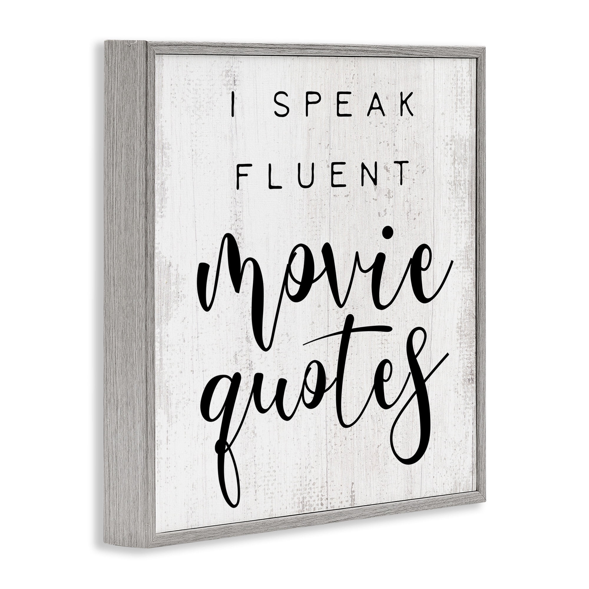 Stupell Industries Fluent Movie Quotes Phrase Typography Painting Gray Framed Art Print Wall Art, 24 x 24