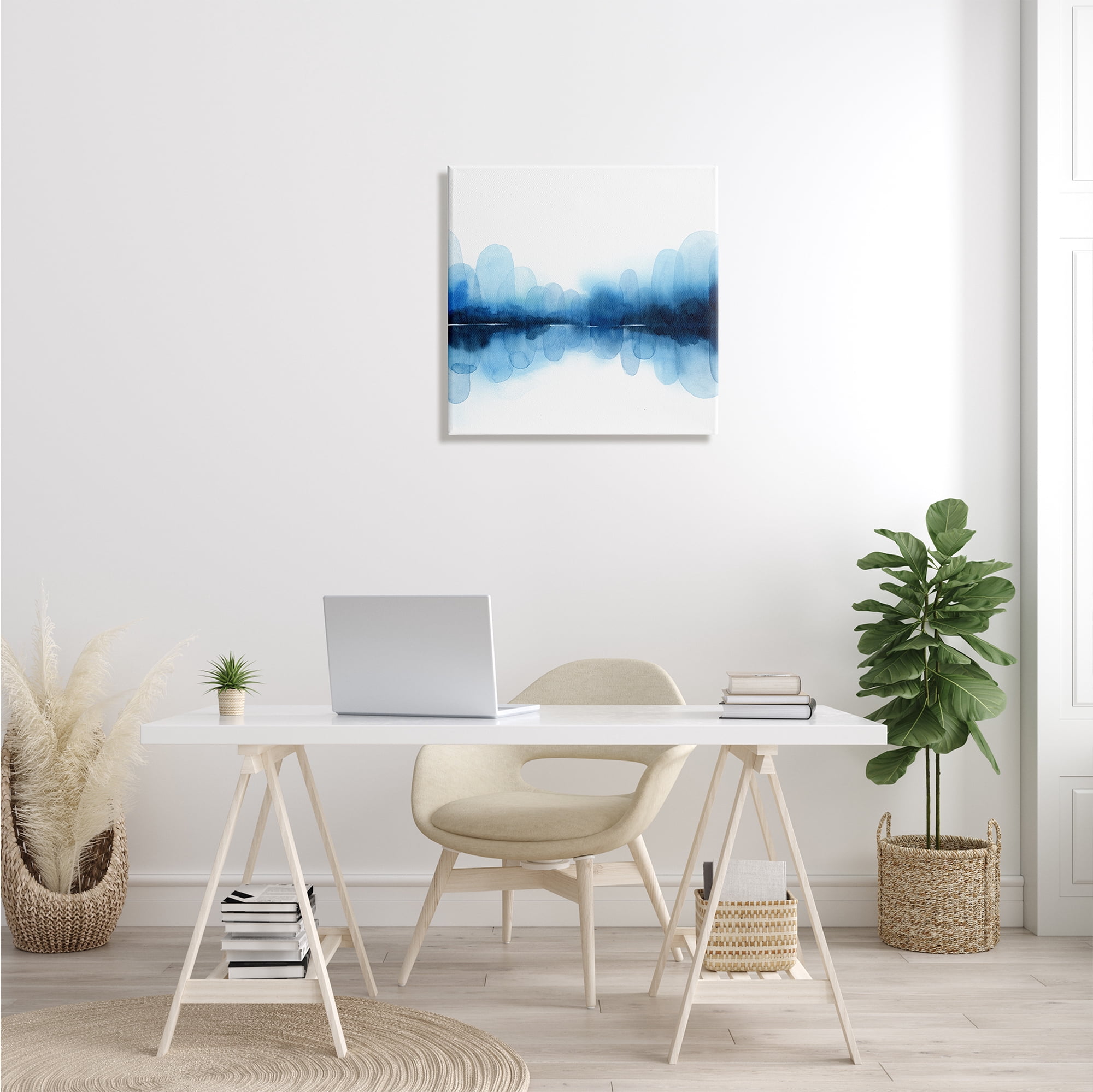 Stupell Indtries Reflecting Blue Arches Abstract Layered Shapes over White,24 x 24,Design by Grace Popp