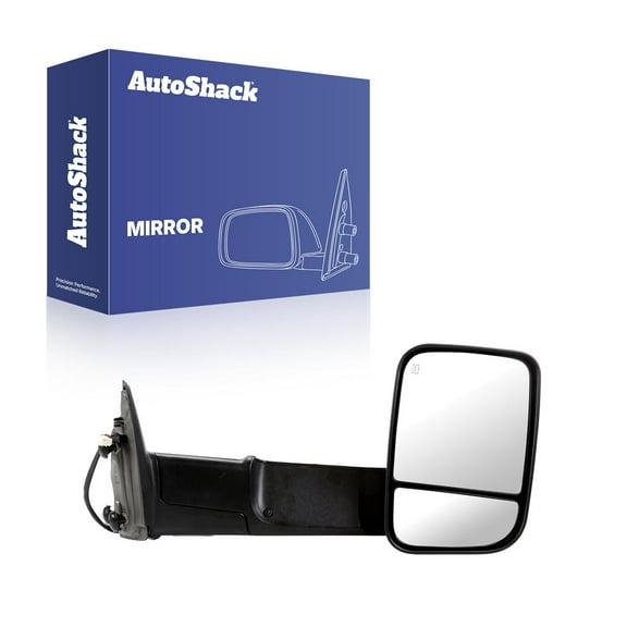 AutoShack Towing Mirror Power Heated Black | Replacement for 2011-2012 Ram 1500 2011-2012 Ram 2500 2011-2012 Ram 3500 | Passenger Side | 1-PC