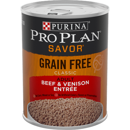 (12 Pack) Purina Pro Plan Grain Free, High Protein Wet Dog Food, SAVOR Classic Beef & Venison Entree, 13 oz. Cans
