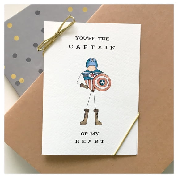You're the Captain of My Heart Card – Cute Superhero Design for Loved Ones – Blank Inside, Envelope Included – Perfect Gift for Valentine's Day, Anniversaries, or Just Because