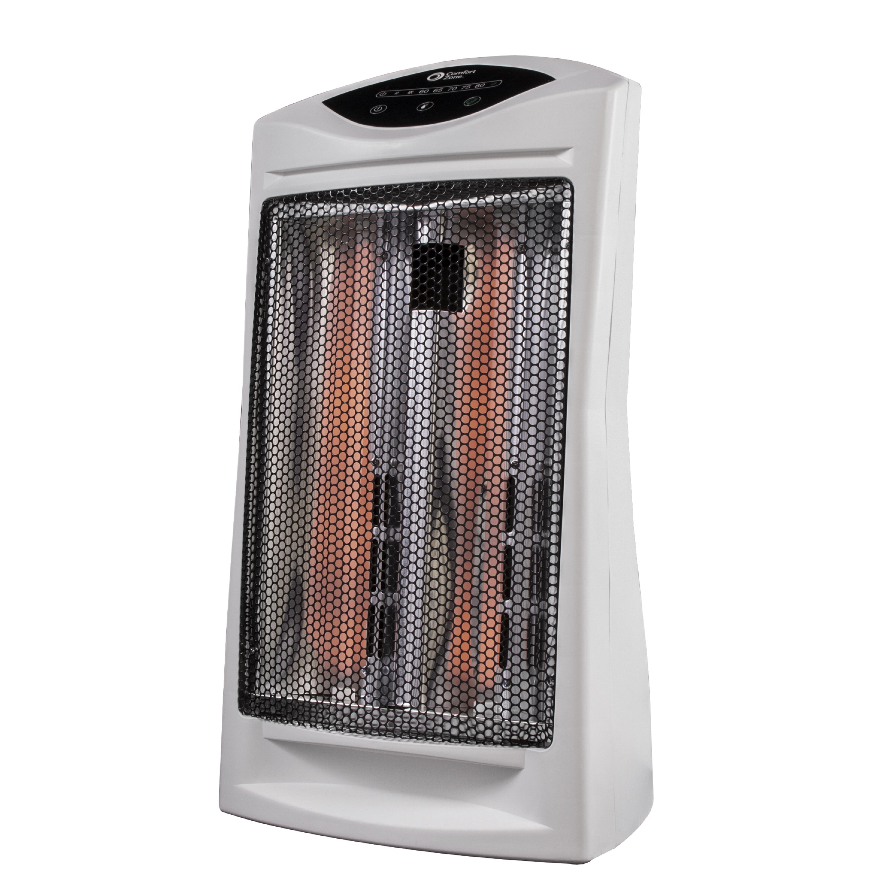 Comfort Zone 750/1,500-Watt Energy Save Digital Radiant Tower Heater with Overheat Sensor and Power Indicator Light, White