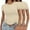 Beige, variant on T Shirts for women Round Neck Thin Short Sleeve Crop Pullover Tops Summer Tops