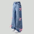 thumbnail image 5 of Girls' Jeans Denim Elastic Loose Fit Wasit Wide Leg Baggy Pants Kids Clothes School Daliy Wear 4-14 Years, 5 of 8