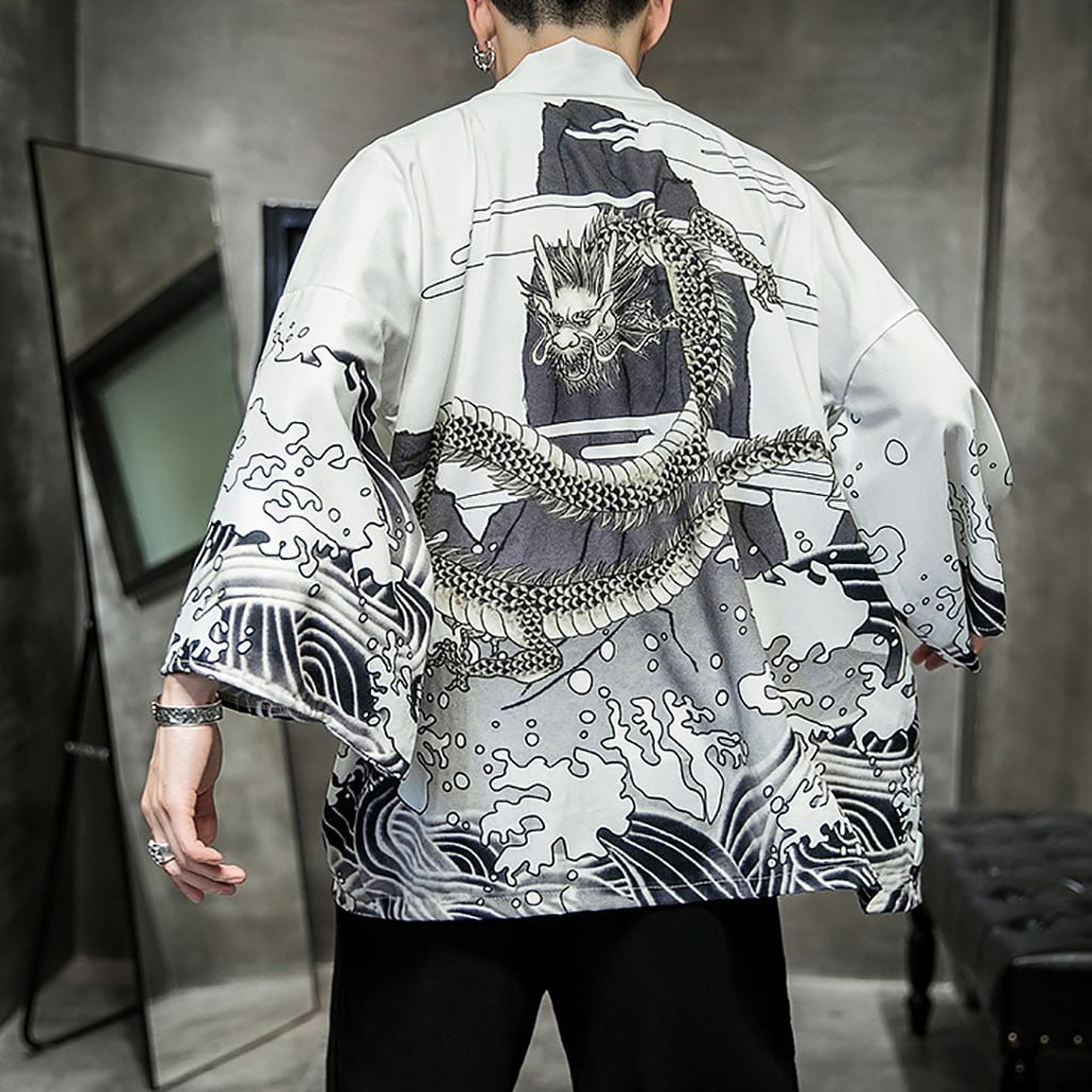 Yukata  Luxury Brand New Japanese Men's Summer Kimono Gray