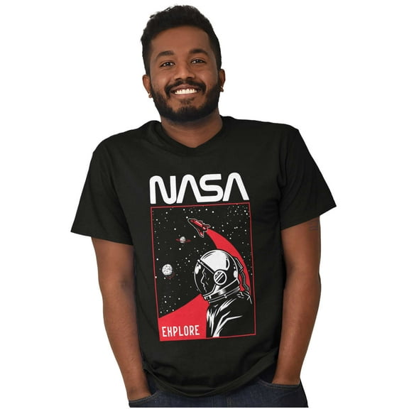 NASA Worm Logo Outer Space Astronaut Men's Graphic T Shirt Tees Brisco Brands S