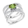 thumbnail image 2 of Gem Stone King 925 Sterling Silver Green Peridot Ring for Women (2.26 Cttw, Gemstone Birthstone, Oval 8X6MM Available 5,6,7,8,9), 2 of 3