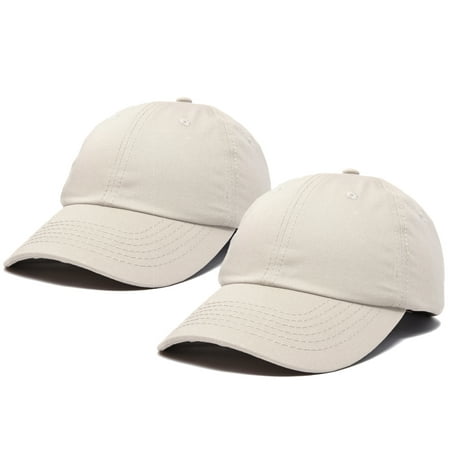DALIX Plain Dad Hats 2 Pack Deal in Beige
