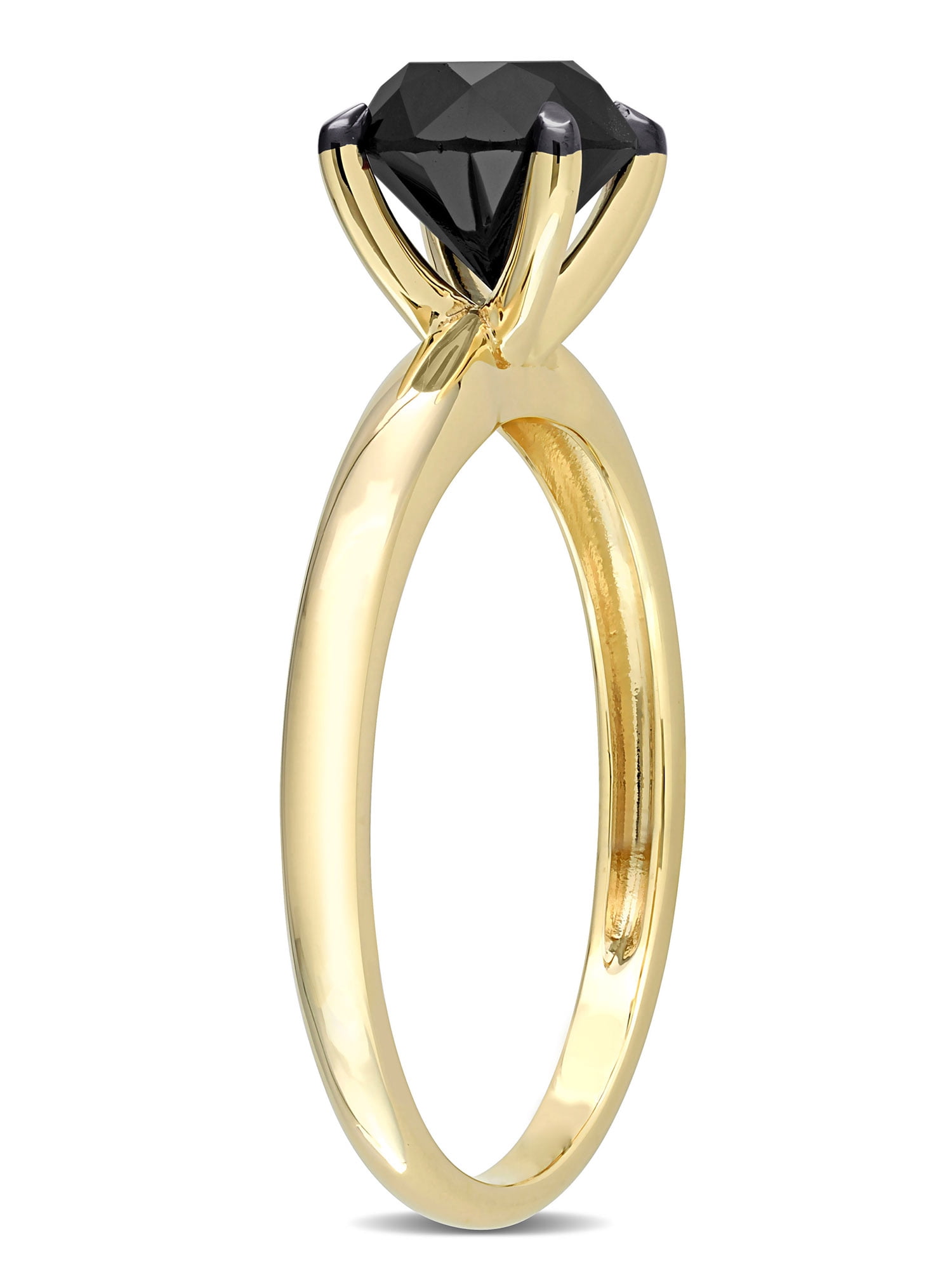 1-1/2 Carat T.W. Black Diamond 14k Yellow Gold Solitaire Engagement Ring
