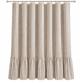thumbnail image 5 of Brown Striped Farmhouse Shower Curtain with Ruffle Hem, 72 x 72 Inch Linen Textured Rustic Shower Curtain for Bathroom, Vintage Country Cottage Style, Brown and Cream, 5 of 5