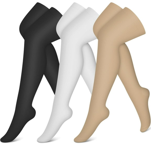 3 Pairs High Compression socks - 15-20mmHg Graduated Knee-High Support Sports, Breathable & Comfortable for Sports, Travel, Circulation for Men & Women (S/M L/XL)