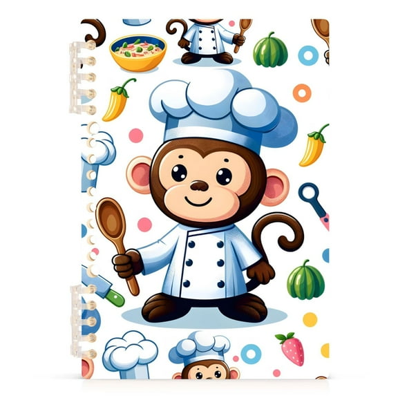 Cartoon Monkey Chef Spiral Journal Notebook College Ruled Notebook 8.3" x 5.7" A5 Lined Thick Paper Page