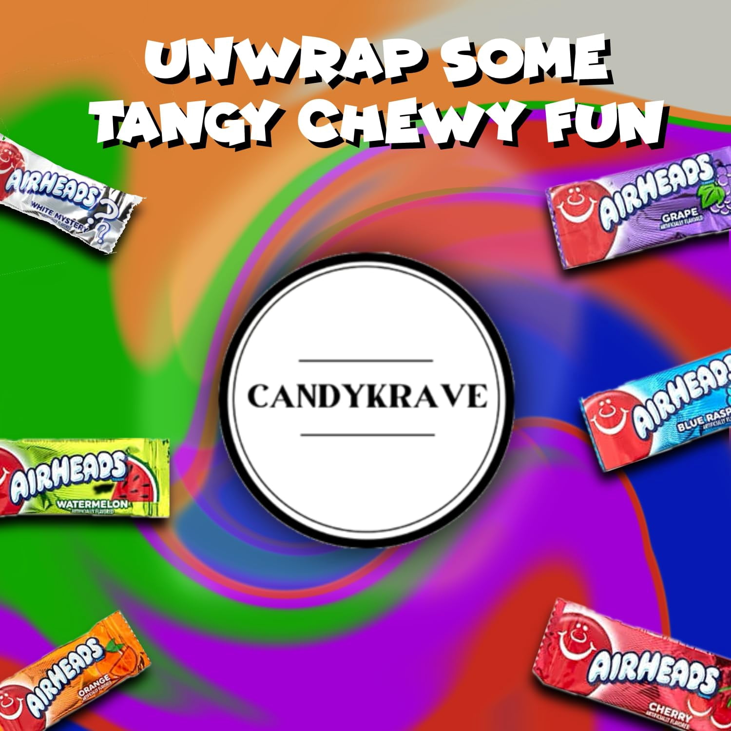 Airheads Candy Mini Bars Independence Day Pack, 80 Pieces Bulk Bag, White Mystery + Cherry + Blue Raspberry Flavor, Individually Wrapped Fruit Taffy, Perfect for Birthdays, Parties & Pantry (2 lbs)