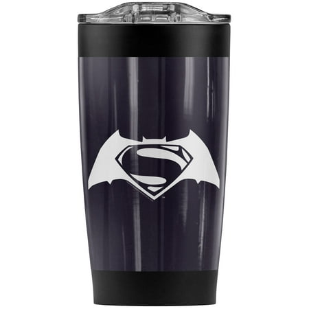 

Batman V Superman Simple White Logo Stainless Steel Tumbler 20 oz Coffee Travel Mug/Cup Vacuum Insulated & Double Wall with Leakproof Sliding Lid | Great for Hot Drinks and Cold Beverages