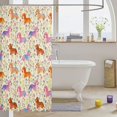 thumbnail image 3 of Manfei Cute Dachshund Shower Curtain 72Wx84L, Vibrant Blossom Floral Bathroom Shower Curtain, Cream, 3 of 5