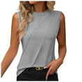 thumbnail image 1 of Top sin mangas de cuello redondo liso de verano para mujer - Corte holgado, mezcla de poliéster - Camiseta sin mangas informal para el día a día, 1 of 5