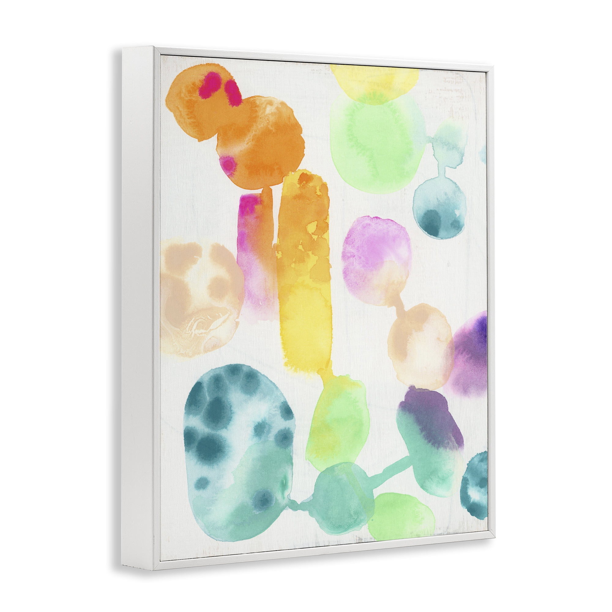Stupell Industries Rainbow Watercolor Pattern Abstract Painting White Framed Art Print Wall Art, 11 x 14