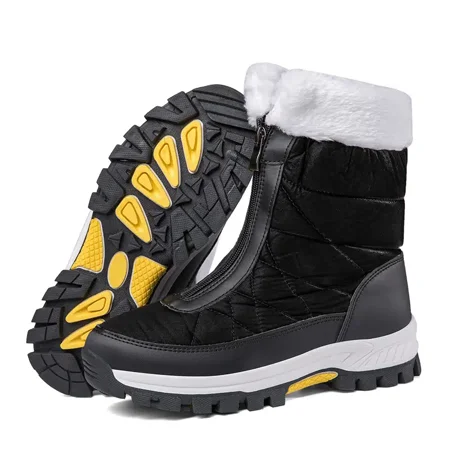 

Quilted Front Zipper Winter Snow Boots Warm Plush Inner Oversize Calf Boots Women‘s Footwear