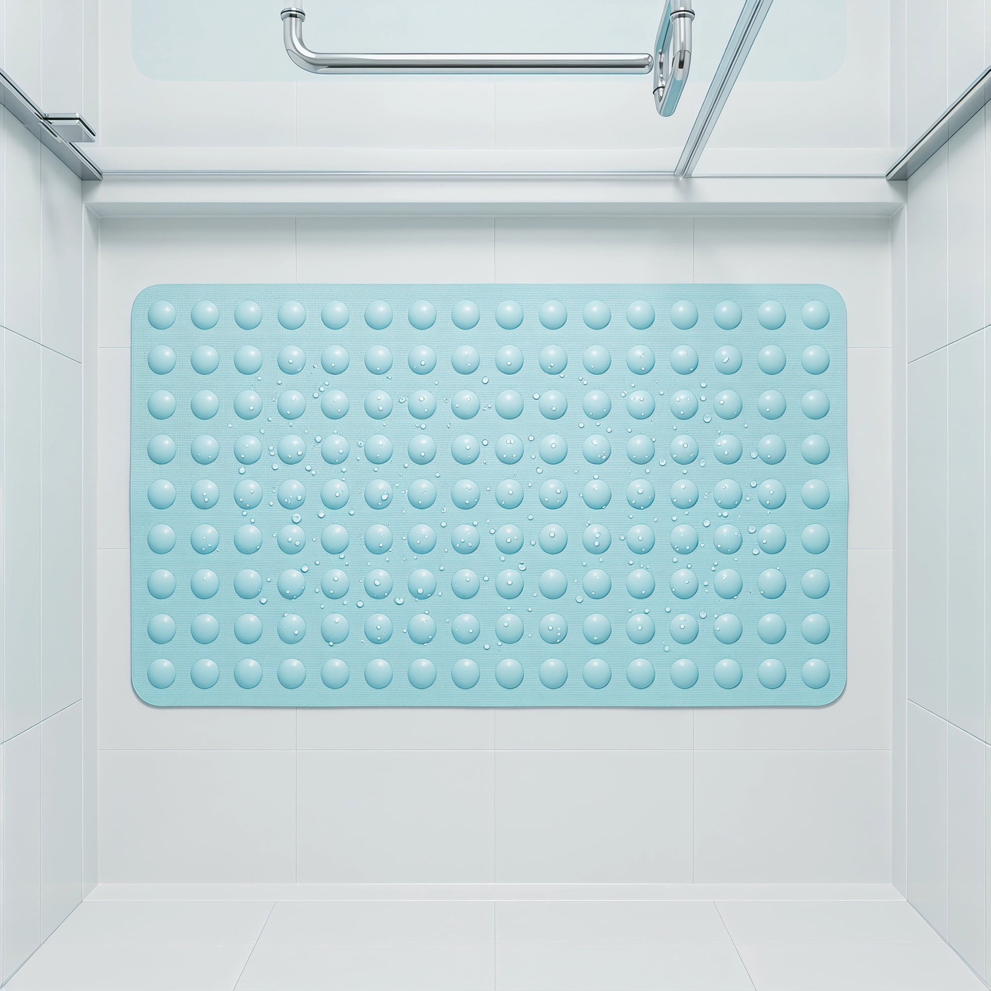Unique Bargains Non-Slip TPE Washable Bathtub Mat with Strong Suctions Blue 28" x 16"