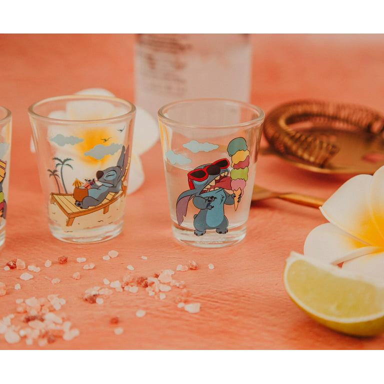 Silver Buffalo Disney Lilo & Stitch Beach Day 10-Ounce Tumbler Glasses |  Set of 4