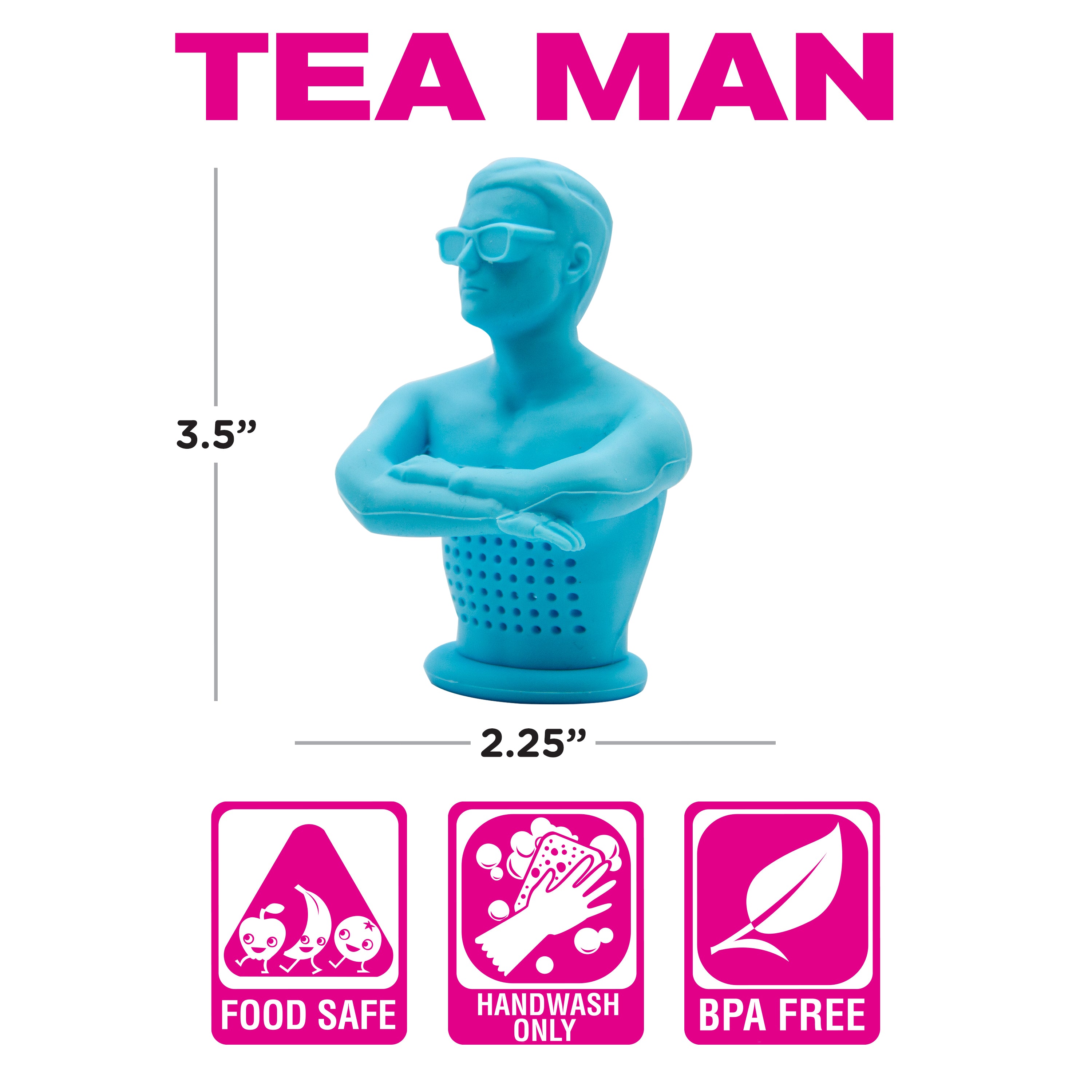 Silicone Tea Maker - Cute Mr. Man Tea Maker - Silicone Tea Maker, Reusable  Tea Diffuser Filter For Cups, Teapots, Cups, Spices 1 Pack Blue