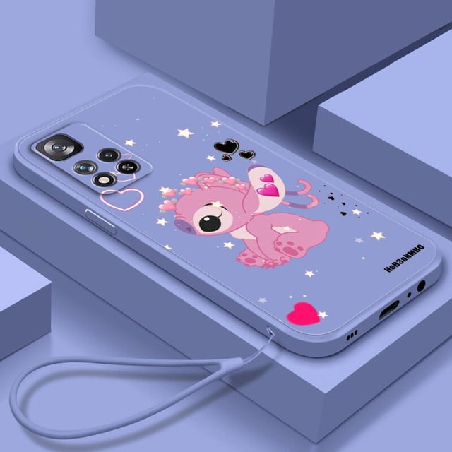 Funda de TPU con cuerda líquida para Xiaomi, carcasa bonita de Disney, Stitch, Cool Love, Redmi Note 11, 11S, 11T, 10S, 10, 9S, 9T, 9, 8T, 8 Pro Plus, 5G Fivean unisex