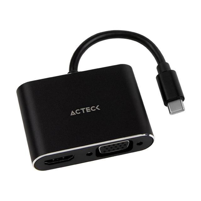 Adaptador Convertidor Acteck SHIFT PLUS AV420 USB Tipo C a HDMI + VGA Negro AC-934657