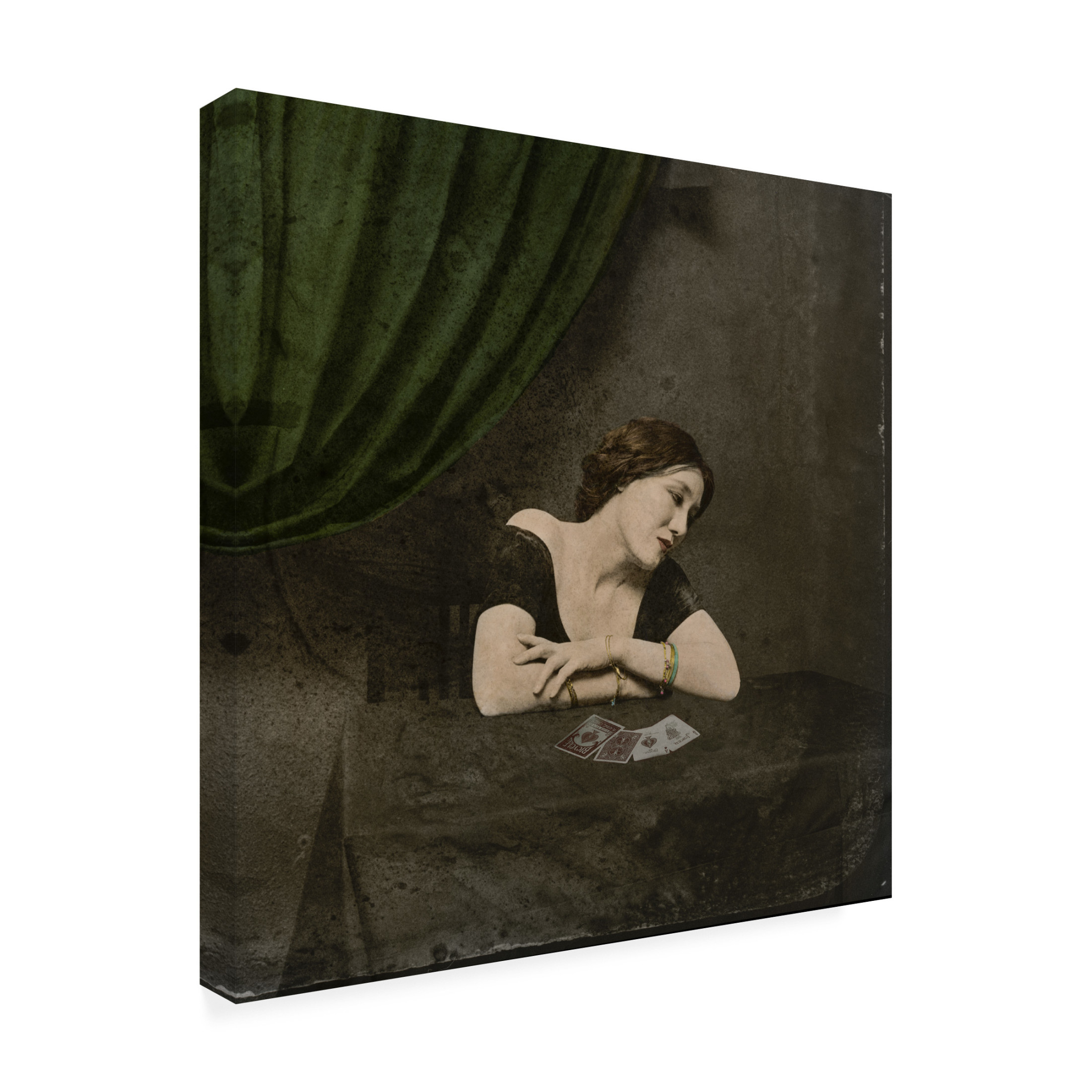 Canvas Wall Art - Saskia Dingemans 'Card Divining Victorian Lady' Wall Art for Living Room, Bedroom, or Office Décor by Trademark Fine Art - 35 x 35 Inches