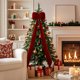 thumbnail image 4 of Adorno navideño de terciopelo grande con lazo | Arreglo navideño de 140 cm en color rojo y vino | Material de poliéster de primera calidad con costuras reforzadas, 4 of 5