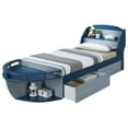 thumbnail image 1 of Rosebery Kids Lit Bateau en Bois avec Rangement et Pied de Lit, Bleu Marine, 1 of 2