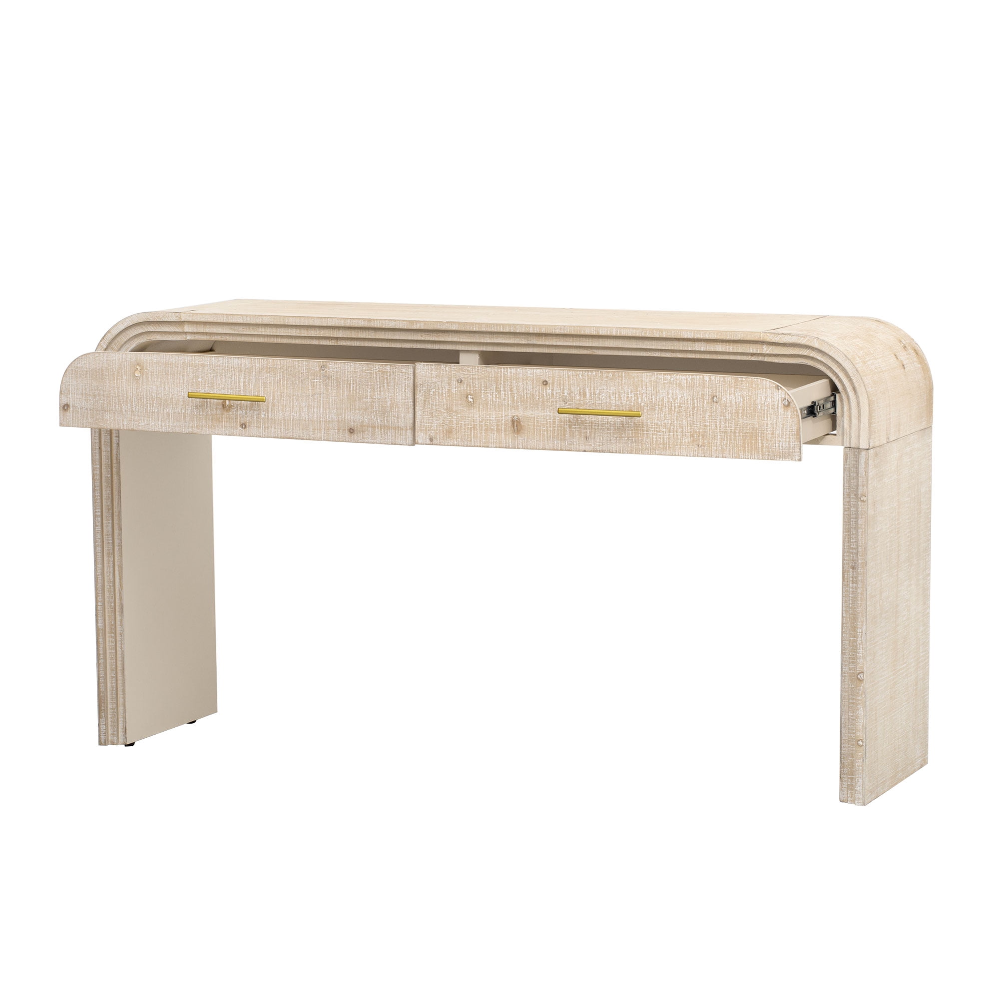 Aukfa 59" Console Table with 2 Drawers, Retro Entryway Table with Storage, Narrow Long Sofa Table for Living Room, Hallway, Foyer - Antique White