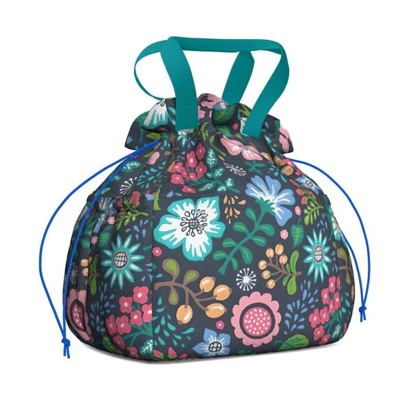 Pioneer Flower Floral Print Pattern Drawstring Lunch Bag Women - Drawstring Lunch Bag Insulated for Work Office - Stain-Resistant Large Lunchbags for Women with Multi-Pockets