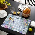 thumbnail image 3 of Watercolor Flowers Placemats Set of 12, Spring Floral Butterflies Blue Plaid Placemats for Dining Table, Place Mats for Kitchen Tabletop, Waterproof Wipeable Dining Table Mats Set, 3 of 9