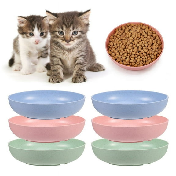 6 Pcs Whisker Friendly Fatigue Cat Bowl, 5.5 Inch Shallow Cat Food Dish Wide Cat Wet Feeding Bowls, Pet Plates for Kittens and Short Legged Cat