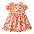 thumbnail image 1 of Cathalem Little Robe d'Été pour Filles Robe Mignonne à Volants en Maille Contrastée pour le Printemps, Rose Vif 160, 1 of 4