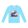 thumbnail image 4 of Pyjama Bebe Garcon Children's Dinosaur Printed Crew Neck Long Sleeve Top Pants 2 Piece Spring Fall Pajama Set Kids Pjs Light Blue 3 Years-4 Years, 4 of 5