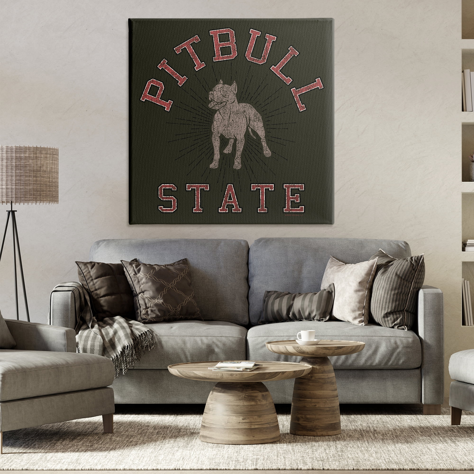 Stupell Industries Vintage Pitbull State Novelty & Humor Painting Wrapped Canvas Art Print Wall Art, 36 x 36