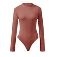 thumbnail image 5 of COMVALUE Women's 2026 Mock Turtle Neck Long Sleeve Tops Bodysuit Jumpsuit (Coffee, S), 5 of 6
