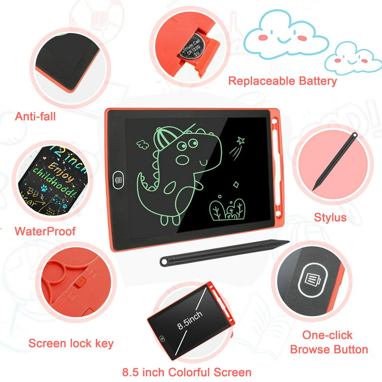 8.5 in LCD Writing Tablet, TSV Colorful Screen Drawing Pad, Electronic  Educational Learning Toys for Over 3-Year-Old Boys and Girls - Red