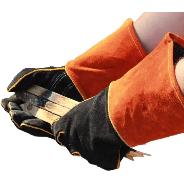 Guantes profesionales resistentes al calor, cuero extremadamente resistente al fuego con costuras de Kevlar para garantizar la seguridad, diseño flexible, guantes de barbacoa con protección térmica