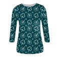 thumbnail image 2 of St. Patrick's Day Shirts for Women 3/4 Sleeve Clover Shamrock Graphic Tee Tops Casual Holiday Blouses Tunics, 2 of 3