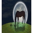 thumbnail image 3 of Ambesonne Farm Animal Duvet Cover Sets, Horse on Hill Full Moon, 2-Twin, Night Blue Fern Green, 3 of 3