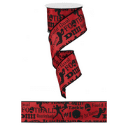 2.5" Wide Expressions Football Touchdown Seasonal Satin Print Wired Ribbon Red & Black (10 Yards)RG1472CM